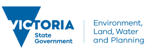 Victoria Government Environment, Land, Water, Planning logo.