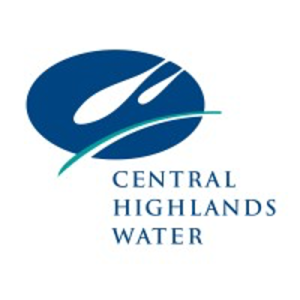 Central Highlands Water logo featuring blue droplets.